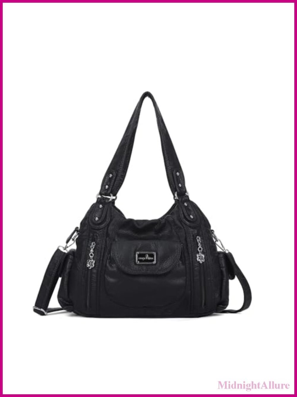 Large Hobo Shoulder Bag Faux Leather Multi-Pocket Tote Purse